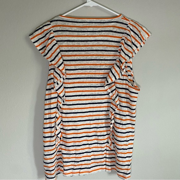 J. Crew NWT Ruffle Linen Tank Striped Shirt Size Medium - Picture 5 of 8